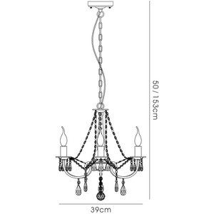 Kyra Ceiling Pendant Chandelier 3 Light Satin Nickel, Crystal - Satin Nickel