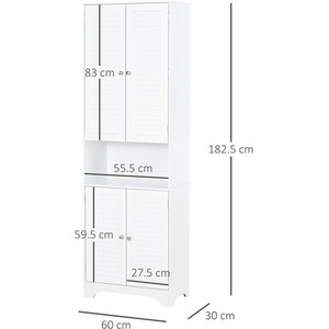 HOMCOM Tall Freestanding Bathroom Cabinet Retro Shutters White - White by HOMCOM