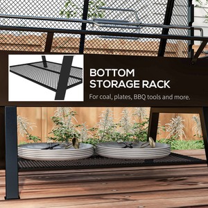 Outsunny 3-in-1 BBQ Rotisserie Grill Roaster Fire Pit - Black by Outsunny