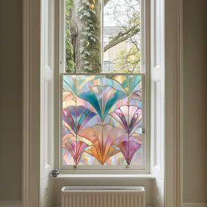 Leffe Art Deco Stained Glass Privacy Window Film - Pink / 35cm by Creative Printing