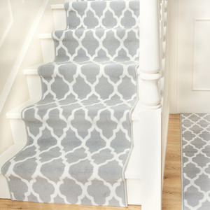 Grey Trellis Cut To Measure Stair Carpet Runner 60cm Wide by The Rug House