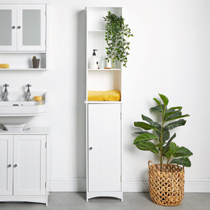 Tall Bathroom Cabinet in Shaker Style Design - White by VonHaus