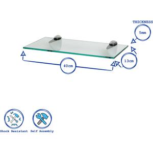 Floating Glass Bathroom Wall Shelves - 40cm - Chrome / 6 by Harbour Housewares