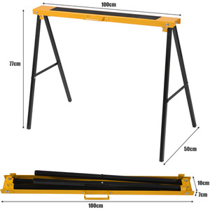2 Saw Horses Saw Rack - Yellow by Costway