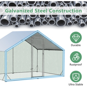 Large Spire-Shaped Chicken Coop - Silver by Costway