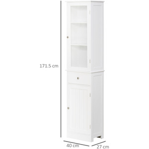 kleankin Restroom Tower with Multi-Tier Shelving - White by kleankin