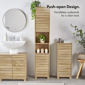 Freestanding Tall Bathroom Cabinet - Natural by VonHaus