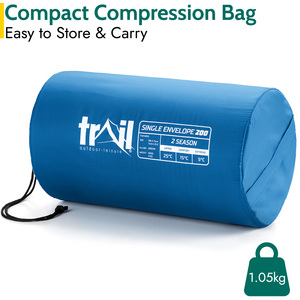 Single 200 GSM Envelope Sleeping Bag - Blue by Trail