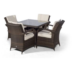 Arizona Square Rattan Patio Dining Set - Brown / 4 by Giardino