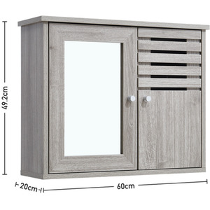 Wooden Bathroom Mirror Wall Cabinet - Grey by Livingandhome