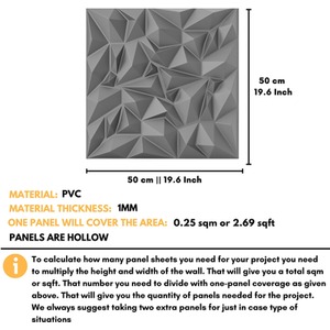 3D Wall Panels (50x50 cm) PVC Cladding Panel with Diamond Design by NOVECRAFTO