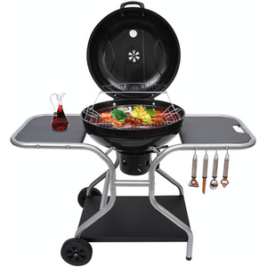 Outsunny Deluxe Charcoal Trolley BBQ - Black by Outsunny