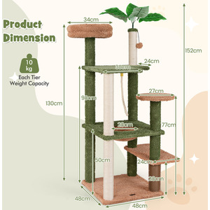 Cat Tree Cute Cat Tower - Green by Costway