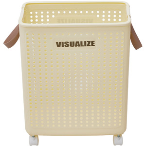 Foldable Laundry Basket with Wheels - Beige / 50cm / 22cm by Livingandhome