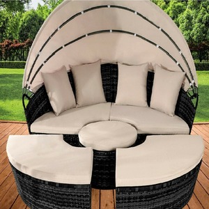 Luxury Canopy Sun Island 210cm Lounger - Black