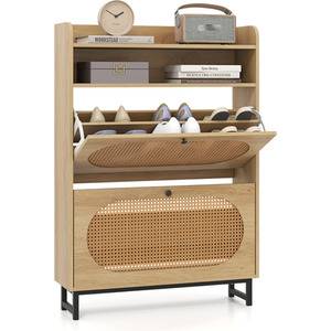 Freestanding Shoe Organizer Shoe Cabinet - Natural by Costway