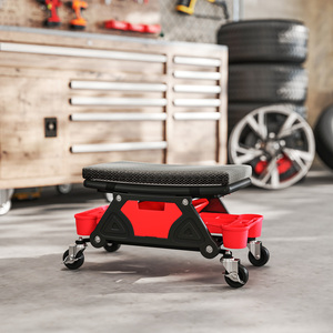 HOMCOM Capacity Rolling Mechanic Stool - Black by HOMCOM
