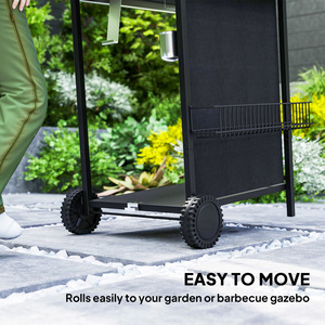 Outsunny Portable 4 Burner Gas BBQ Grill with Built-in Thermometer - Black by Outsunny