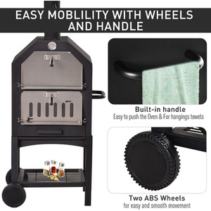 Outsunny Charcoal 2 Tier Freestanding Pizza Oven - Black by Outsunny