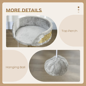 Pawhut Cat Tree Tower with Scratching Posts and Dangling Ball Perch - Grey by Pawhut
