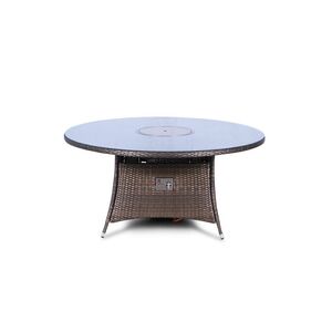 Arizona Fire Pit Round Rattan Patio Dining Set - Brown / 8 by Giardino