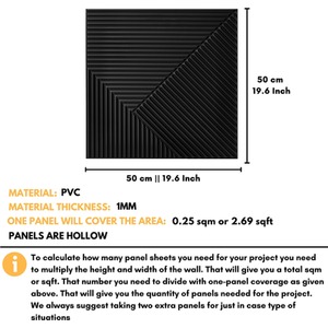 3D Wall Panels (50x50 cm) PVC Cladding Panel in Chevron Line Design by NOVECRAFTO