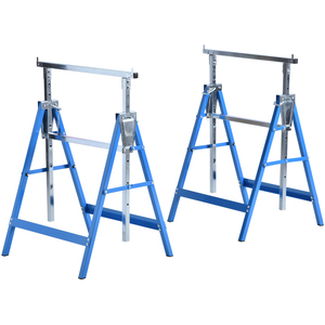 HOMCOM Set Of 2 Steel Saw Horses Telescopic Builders Trestle Folding Work Bench - Blue by HOMCOM