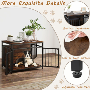 Furniture Style Dog Crate - Brown by Costway