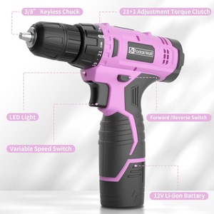 Cordless Drill 12V with Battery and Charger - Pink
