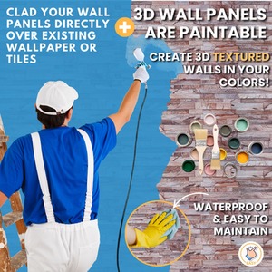 3D Wall Panels (96x48 cm) PVC Cladding Panel Rose Marble Stone Brick by NOVECRAFTO