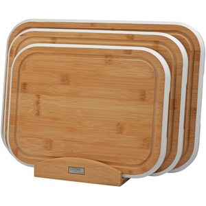 Cooks Professional 3 Piece Bamboo Chopping Board Set with Bamboo Stand - White by Cooks Professional