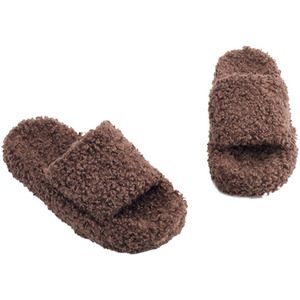 Soft Plush Open-Toe Cotton Slippers by Livingandhome