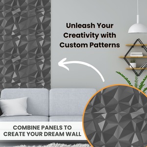 3D Wall Panels (50x50 cm) PVC Cladding Panel Silver Diamond Design by NOVECRAFTO