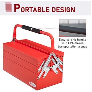 DURHAND 3 Tier Metal Tool box - Red / 34.5cm by DURHAND