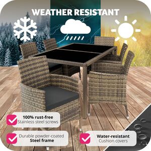 Rattan Garden Furniture Set 61 With Protective Cover - Nature/Dark Grey by tectake