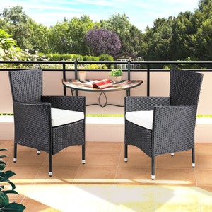 Rattan Garden Chairs Set Of 2 - Black