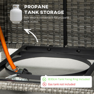 Outsunny 50,000 BTU Rattan Gas Fire Pit Table - Grey by Outsunny