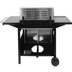 Outdoor Gas BBQ Grill Trolley With Side Shelf - Silvery Black / 134cm by Livingandhome