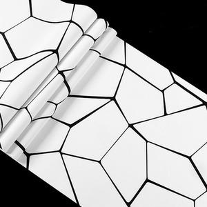 HomeScape Wallpaper Monochrome Cracked Stone Look - Black and White by Kindred Trading LTD