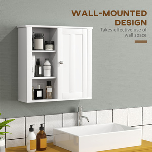 HOMCOM Bathroom Wall Cabinet with Adjustable Shelves - White by HOMCOM