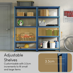 5 Tier Heavy Duty Adjustable Steel Garage Shelving Unit - 875kg Weight Capacity - Blue / 30cm by Vida Designs