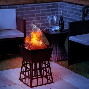 Square Fire Pit Log Burner Heater - Black