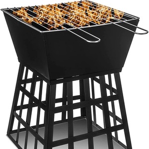 Square Fire Pit Log Burner Heater - Black