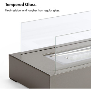 Tabletop Fireplace Bioethanol Fire Pit Rectangle Shape - Grey by VonHaus