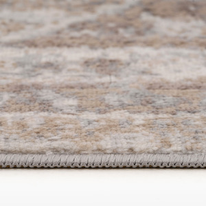 Neutral Beige Traditional Medallion Living Area Rug - Beige / 240 x 60cm by The Rug House