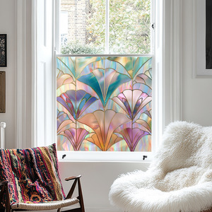 Leffe Art Deco Stained Glass Privacy Window Film - Pink / 35cm by Creative Printing