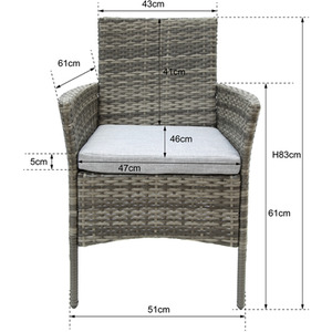 Deluxe Rattan 4 Seater Bistro Set with Round Table - Grey by RayGar