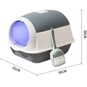 Space Capsule Shaped Cat Litter Box with UV Sterilizer Lamp - Grey by Livingandhome