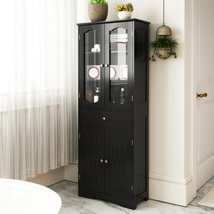 160cm Tall Bathroom Storage Cabinet - Black by Costway