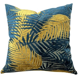 Palm Velvet Cushion - Teal